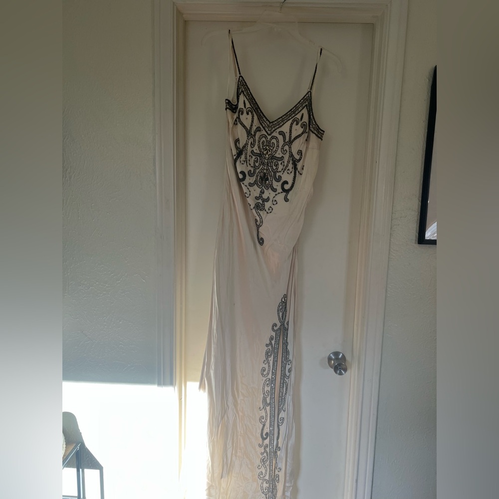 Sue Wong Cream and Black Maxi Dress